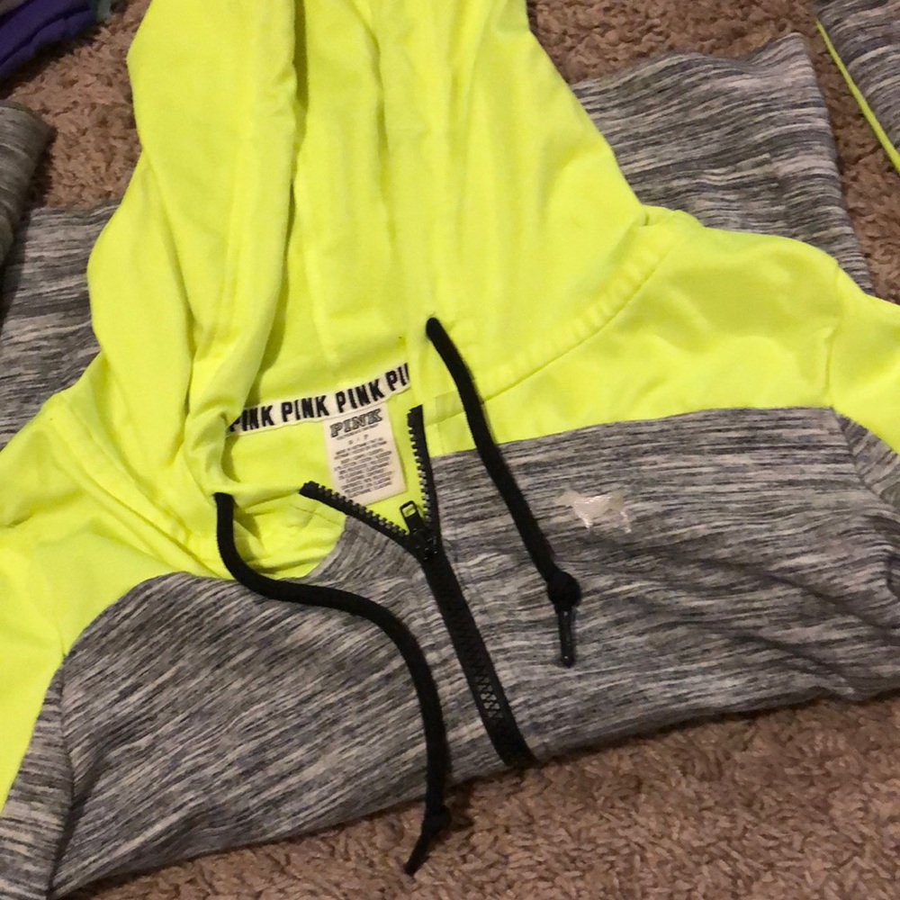 Neon, grey and black zip up PINK hoodie - Picture 3 of 5